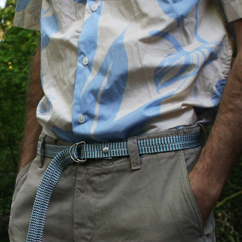 Belt from double rope - blue tricolour