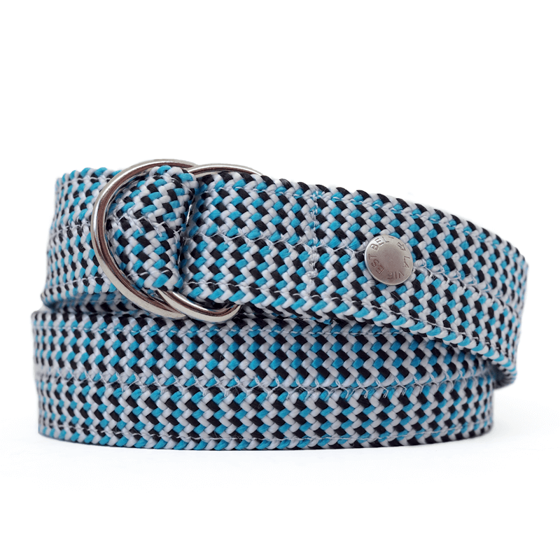 Belt from double rope - blue tricolour